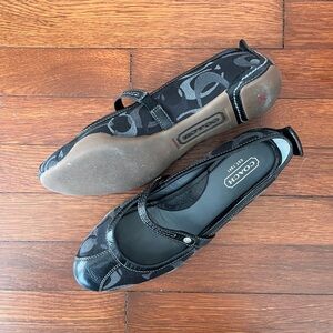 Coach Black Signature Pattern Mary Jane Flats